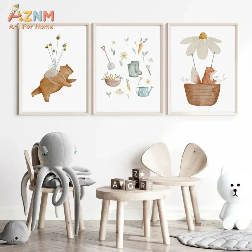 Baby Nursery Frames - AZNM aquarel beer vos dier canvas