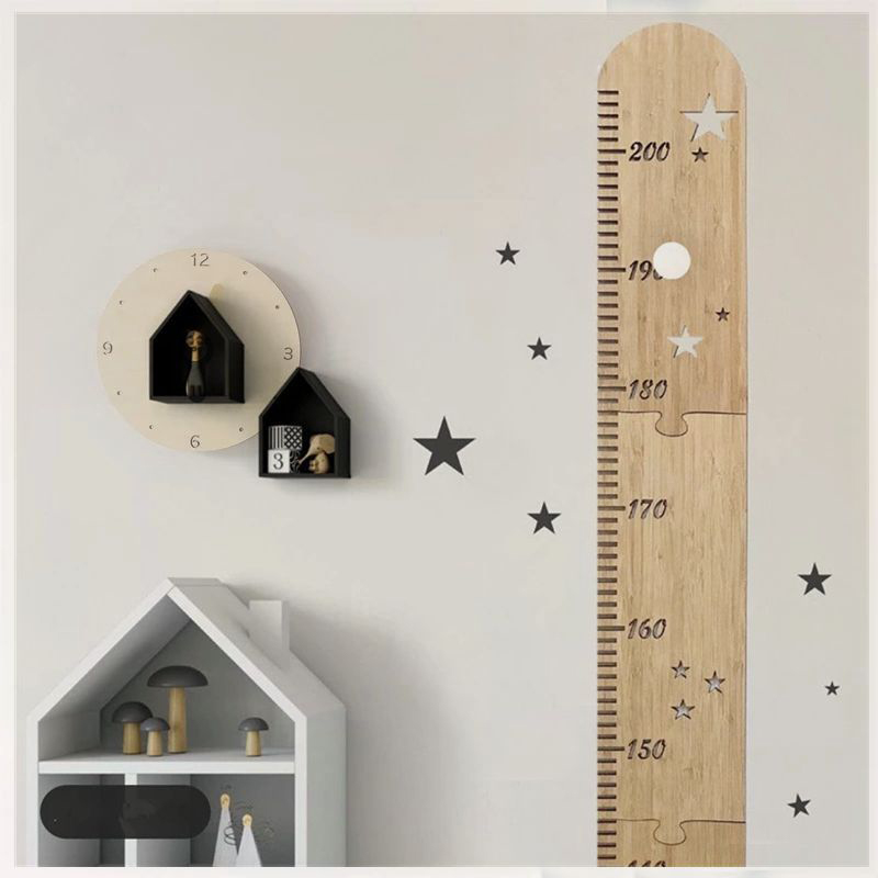 Baby Nursery Wall Stickers - 5 vellen Noordse houten kinderhoogtegroeigrafiek liniaal