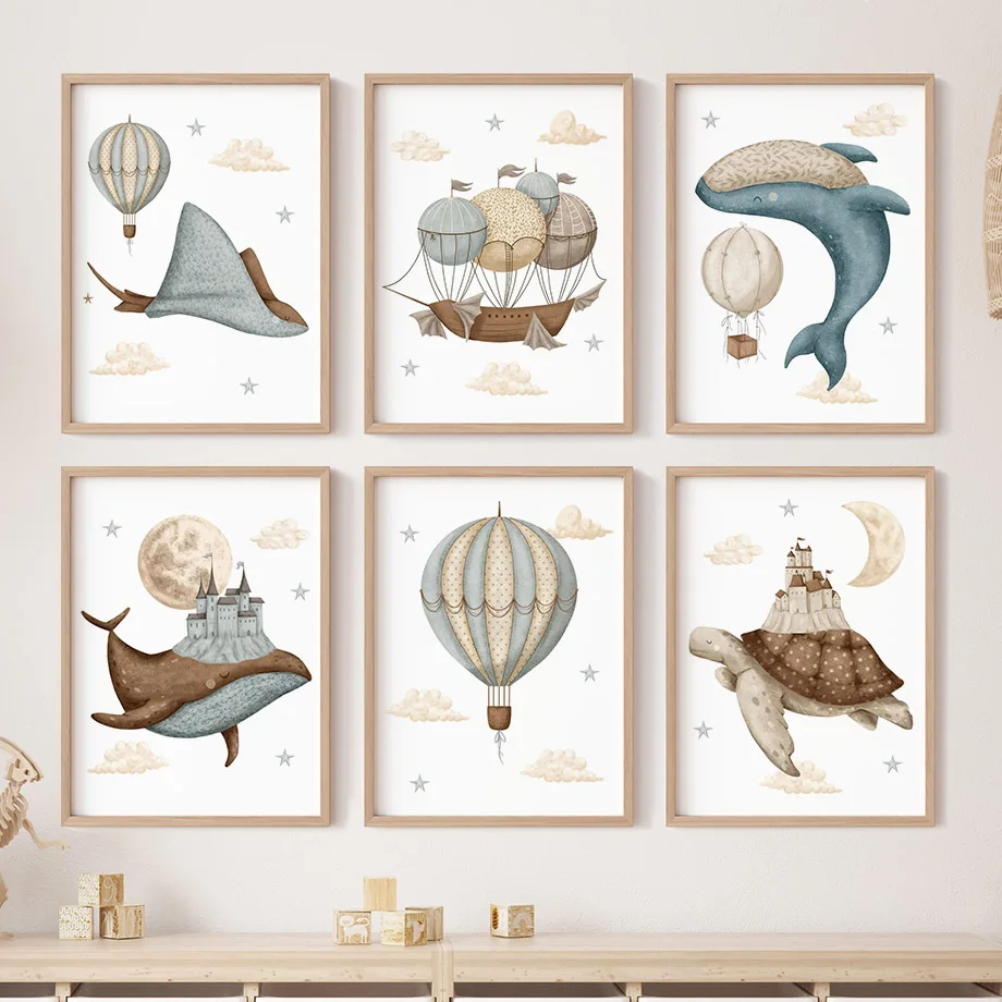 Baby Nursery Kids - Walvis Schildpad Kasteel Ballon Nordic Kinderkamer