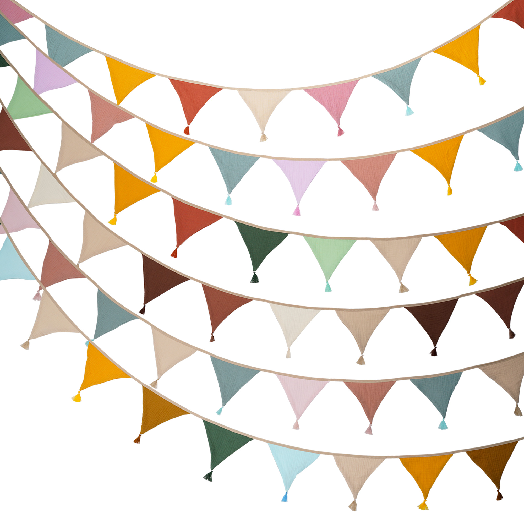 Baby Nursery Garland - 2.6M/8.5FT Kinderkamer Stoffen Vlaggenlijn 10 Driehoekige