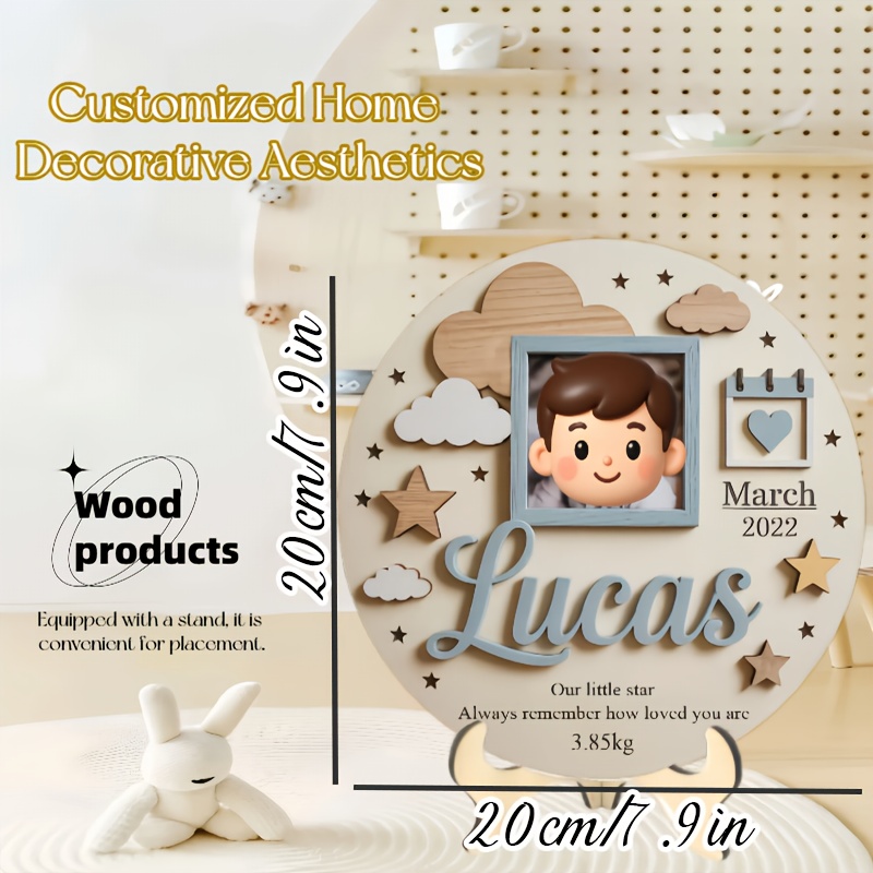 Baby Nursery Frames - Gepersonaliseerde baby fotolijst, houten geboortebord op