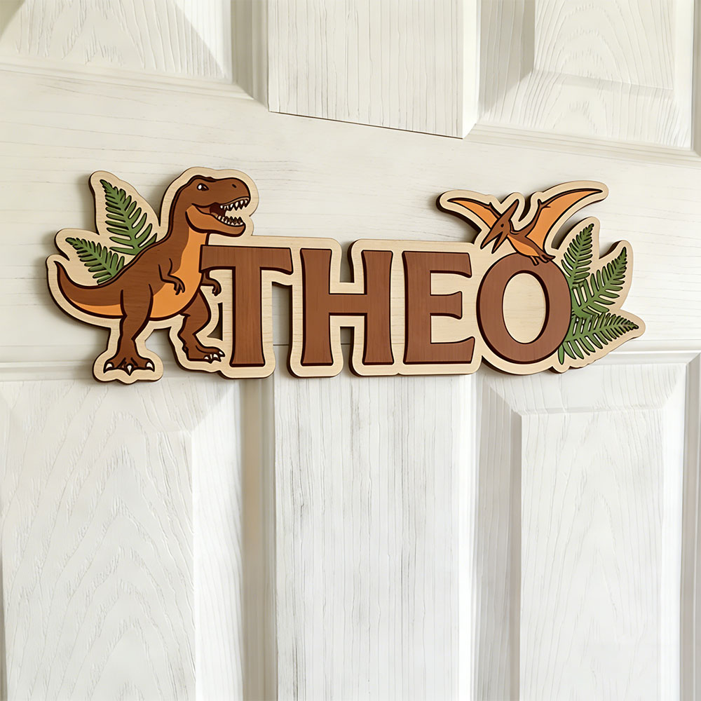 Baby Nursery Kids - Gepersonaliseerd dinosaurusnaambord voor de geliefde baby,