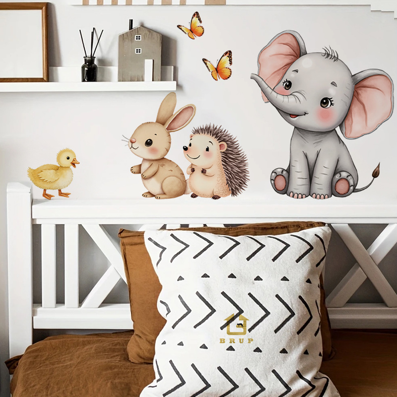 Baby Nursery Wall Stickers - Cartoon dier muursticker - olifant konijntje