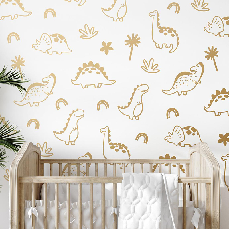 Baby Nursery Wall Stickers - Geometrische dinosaurus boom regenboog muursticker jungle