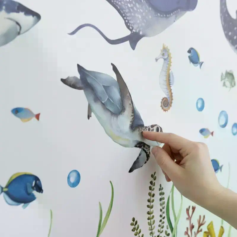 Baby Nursery Wall Stickers - Ocean Life muurstickers aquarel haaien verwijderbare