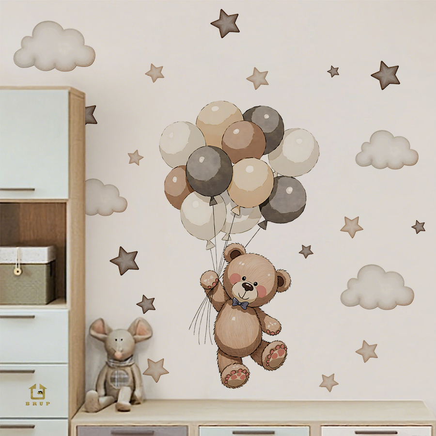 Baby Nursery Wall Stickers - Schattige teddybeer muurstickers, verwijderbaar decor met