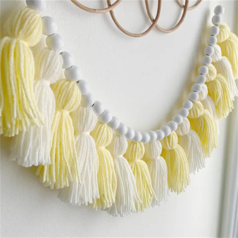 Baby Nursery Garland - Gele Boho Kwastenkransen Wanddecoratie voor klaslokaal,