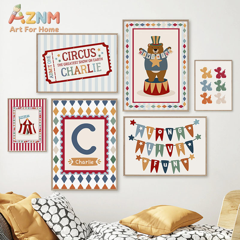Baby Nursery Kids - Circus Beer Goochelaar Hond Citaat Kinderkamer