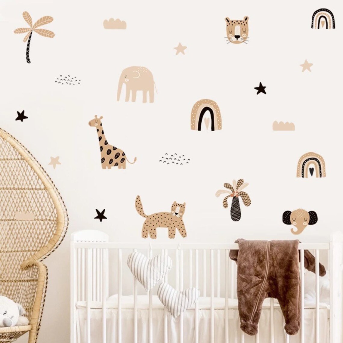 Baby Nursery Wall Stickers - Boho Cartoon Regenbogen Ster Schattige Dieren