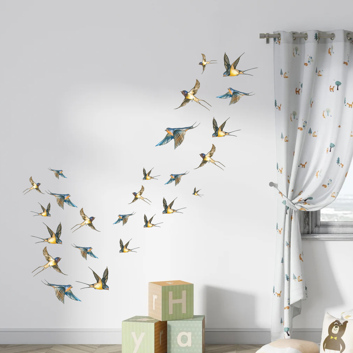 4 Stuks Aquarel Multicolor Vog - Baby Nursery Wall Stickers recensie en prijs