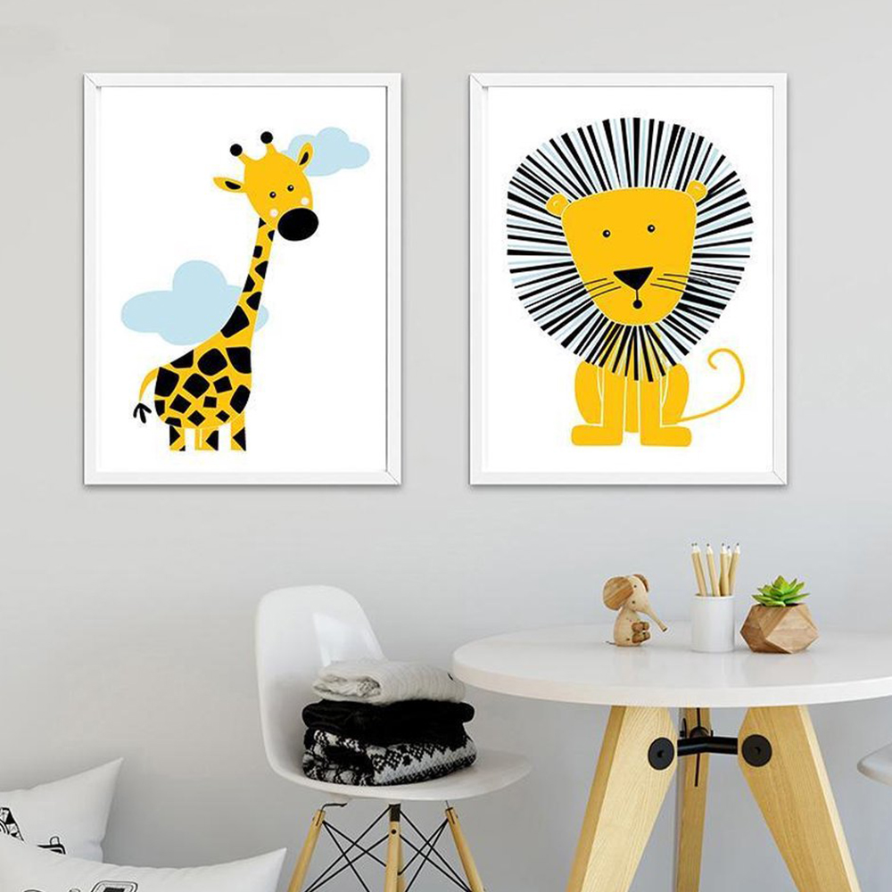 Cartoon Dier Posters Geel Leeu - Baby Nursery Yellow Walls recensie en prijs