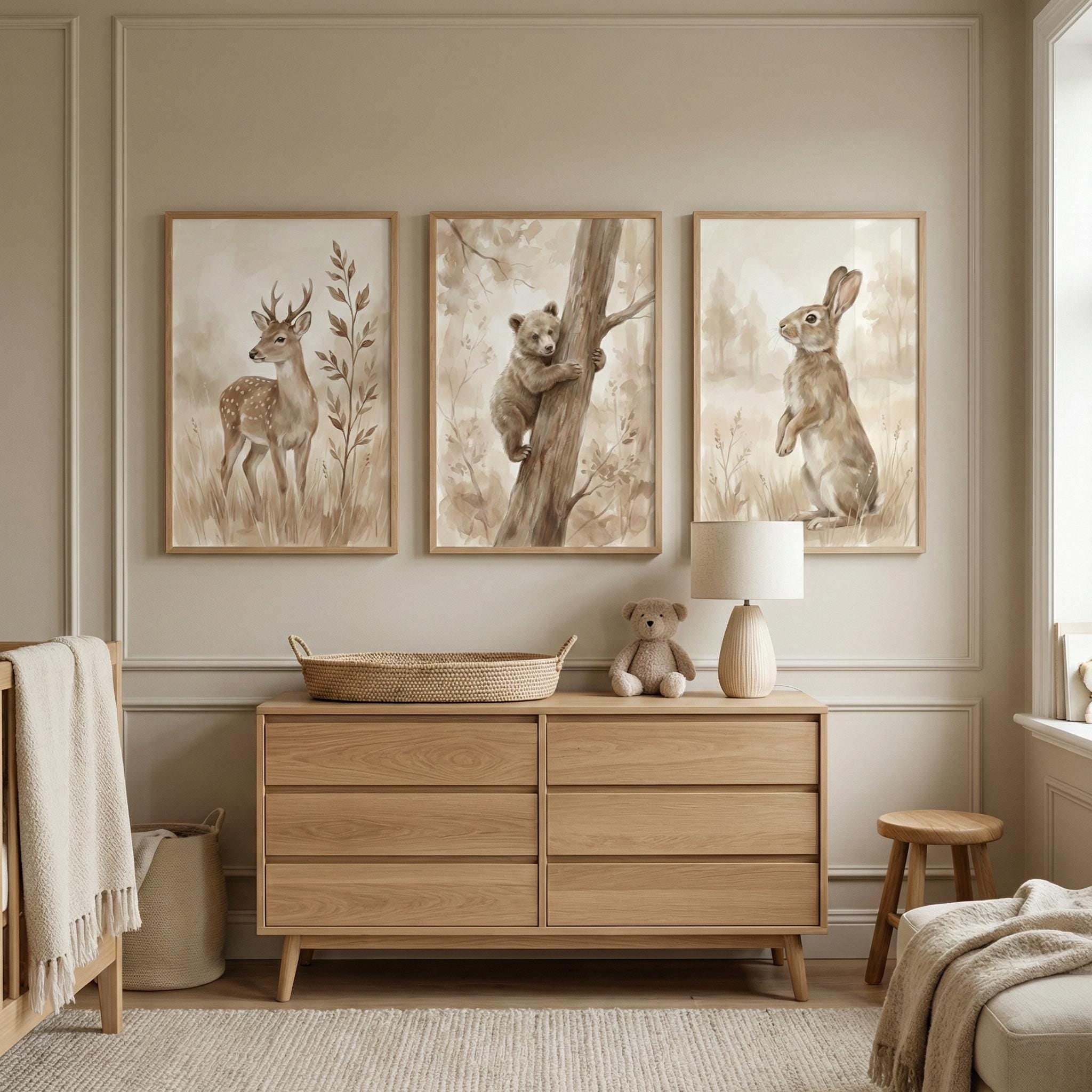 Bosdieren print neutrale kinde - Baby Nursery Frames recensie en prijs