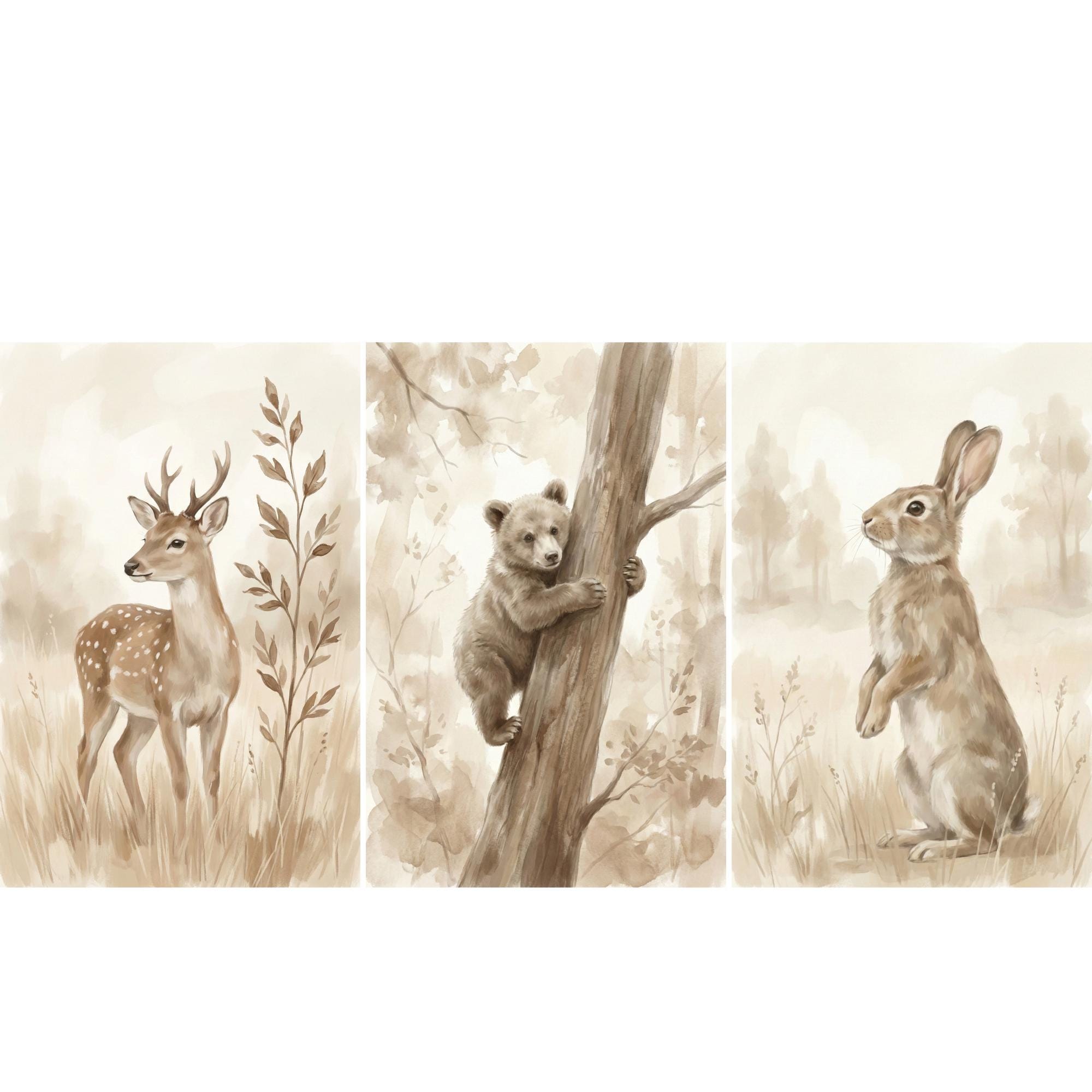 Bosdieren print neutrale kinde - Baby Nursery Frames recensie en prijs