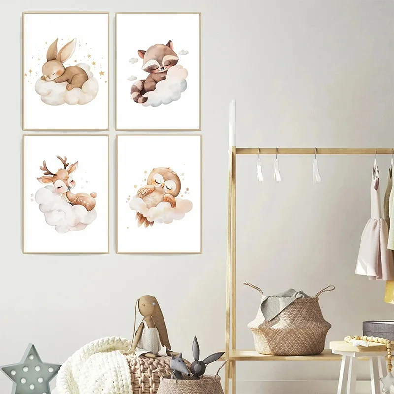 Cartoon Cloud Animal Canvas Sc - Baby Nursery Frames recensie en prijs