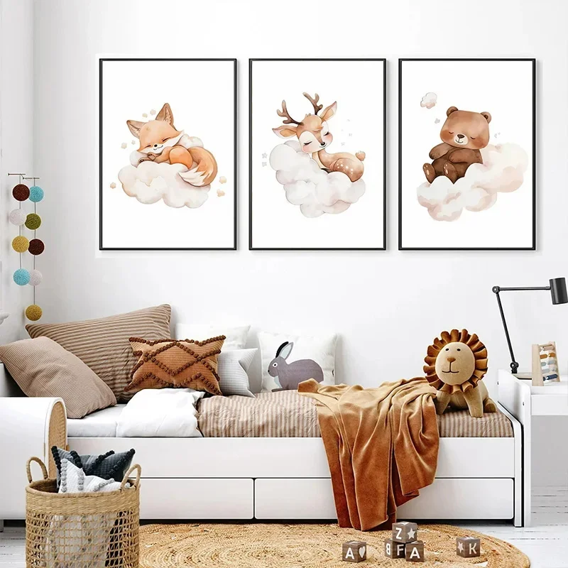 Cartoon Cloud Animal Canvas Sc - Baby Nursery Frames recensie en prijs