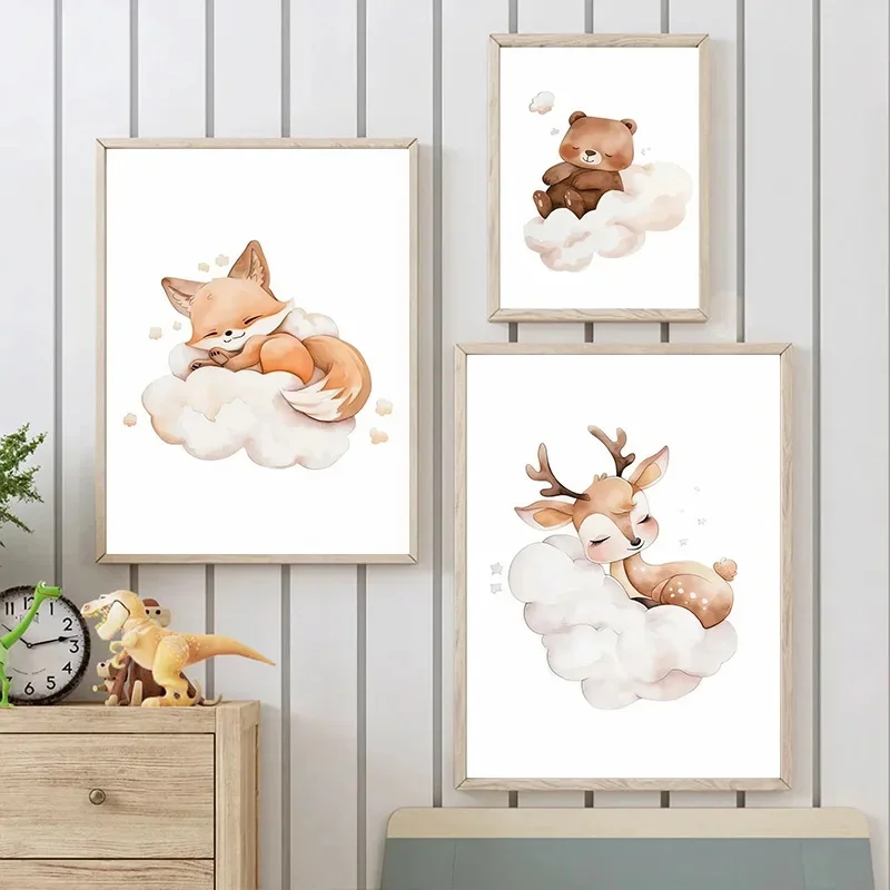 Cartoon Cloud Animal Canvas Sc - Baby Nursery Frames recensie en prijs