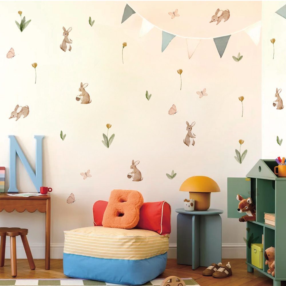 Zomer aquarel schattige konijn - Baby Nursery Wall Stickers recensie en prijs