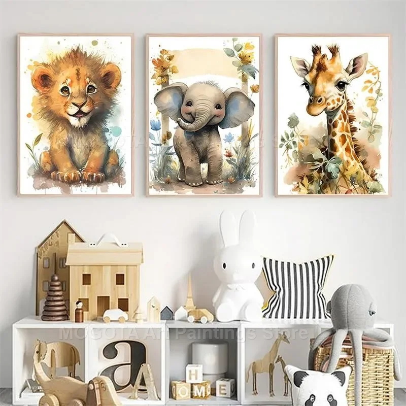 Aquarel Leeuw Giraffe Tijger O - Baby Nursery Kids recensie en prijs