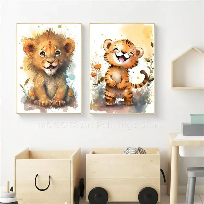 Aquarel Leeuw Giraffe Tijger O - Baby Nursery Kids recensie en prijs