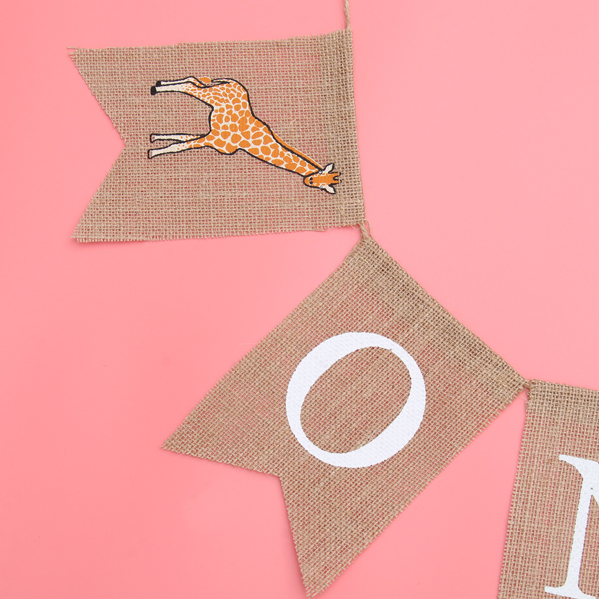 Giraffe linnen banner met prin - Baby Nursery Garland recensie en prijs