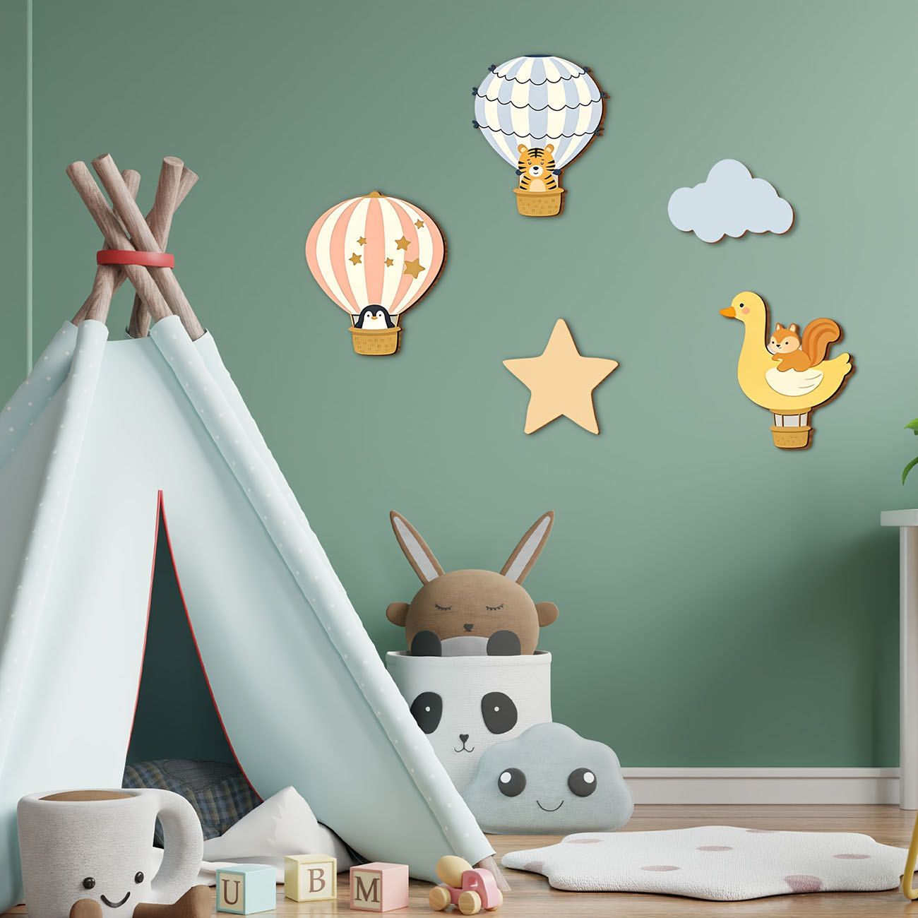5 stuks dieren heteluchtballon - Baby Nursery Wall Stickers recensie en prijs